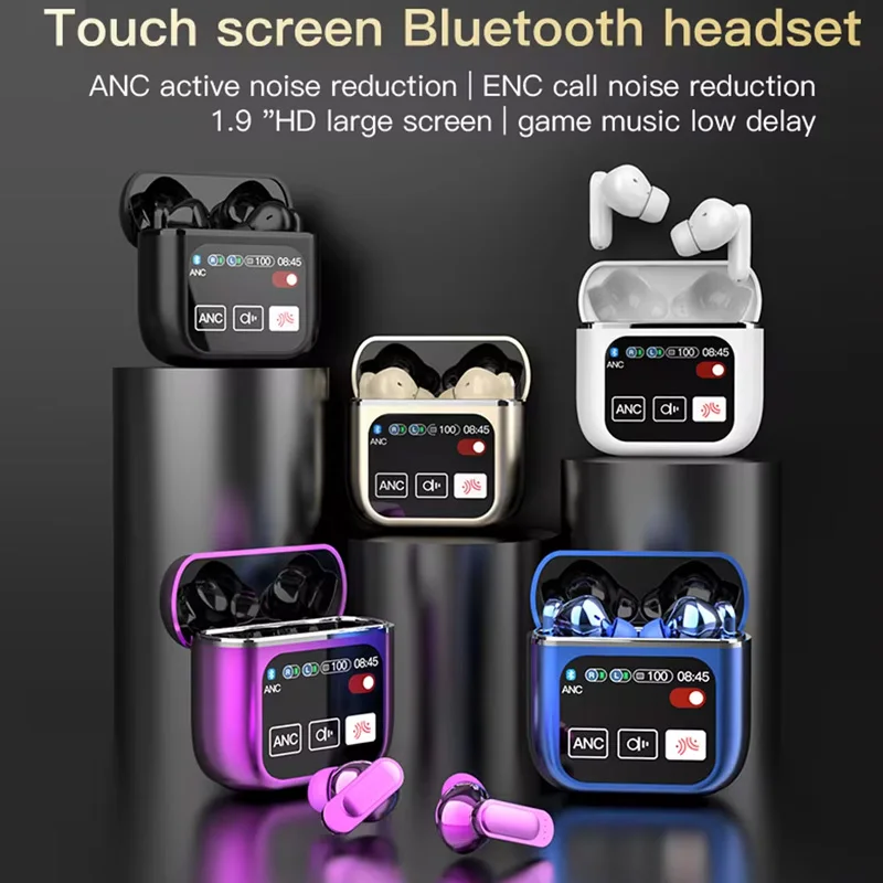 New Earbuds ANC Active Noise Cancellation Earphone with Touch Control LCD Screen Super Bass Premium Sound ENC Microphone SE-6