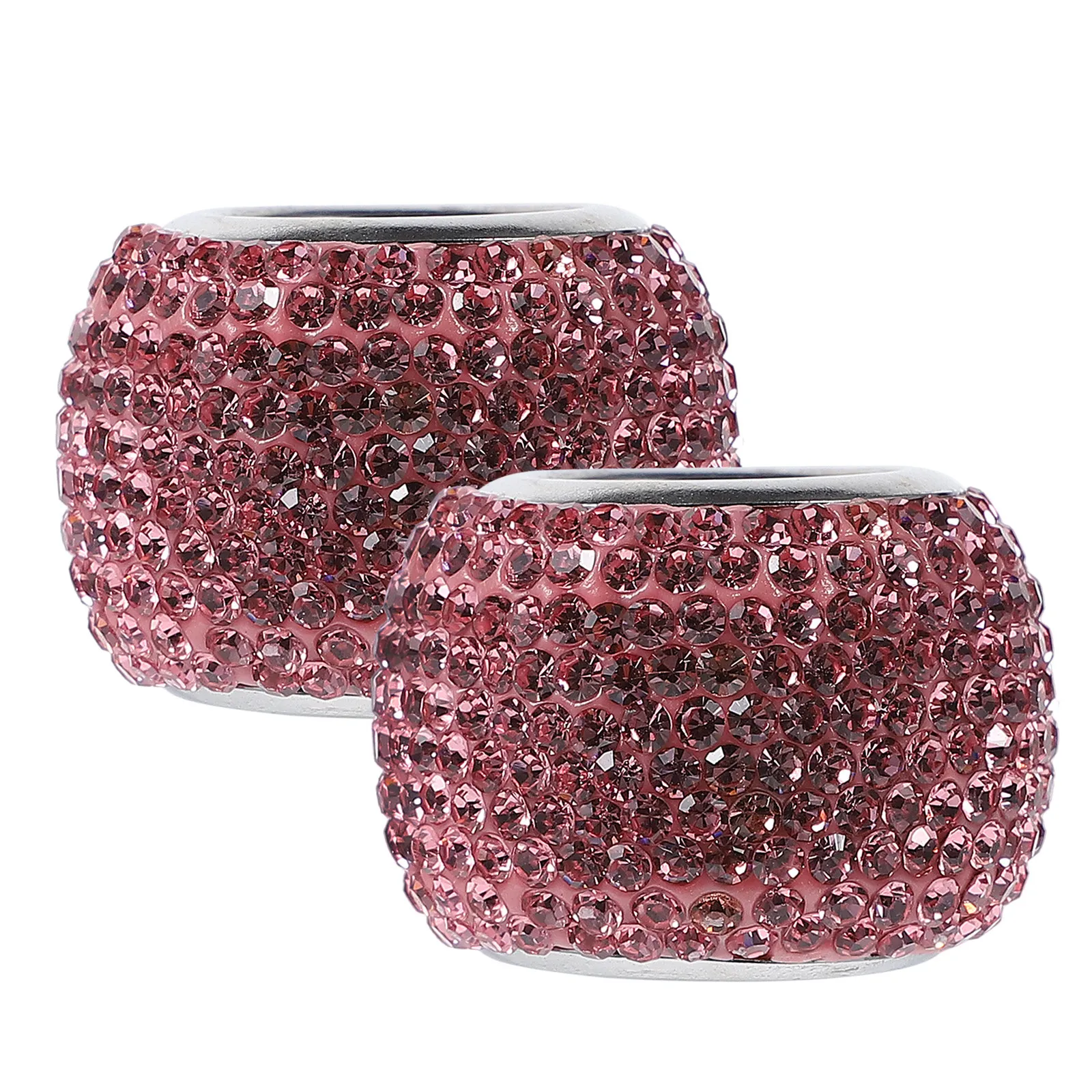 2Pcs Car Headrest Crystal Collar Luxury Bling Decor Auto Rhinestone Rings Vehicle Interior Enhancement Car Neck Pillow