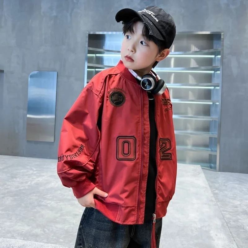 2025 New Boys Baseball Jacket Spring Autumn Kids Lightweight Jacket with Embroidery Design Kids Sportswear Jacket for Boys