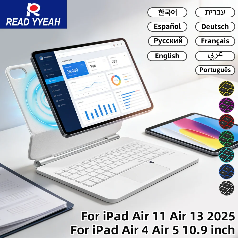 Magic Keyboard With Backlight For iPad Air 4 5 10.9in 10th iPad A16 2025 Pro 12.9in 2018-2025 Tablet Case Smart Cover Teclado