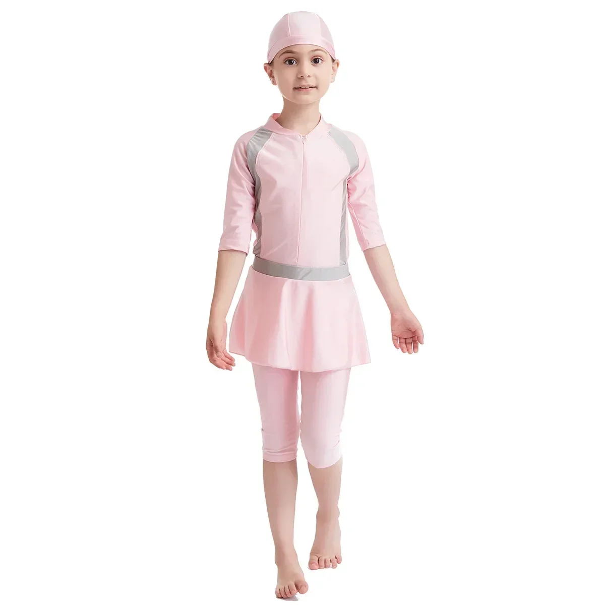 Swimming Wear for Girls Muslim Islamic Three Pieces Swimsuit Kids Burkinis Modest Swimwear Arabic Children Bathing Set 3-12 Year