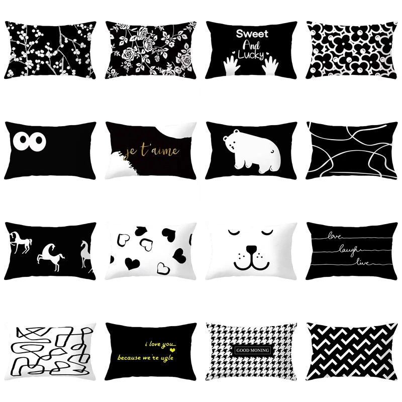 Simple Black and White Pillow, Nordic Luxury High-Value Pillow, Living Room Sofa Decorative Pillow, Office Super Soft Cushion