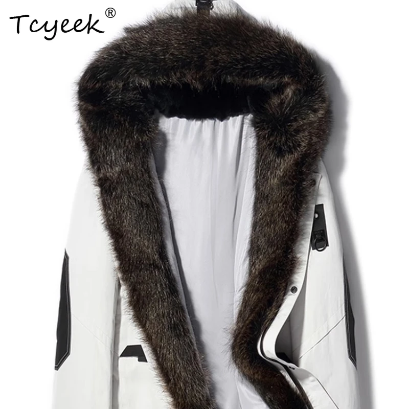 Tcyeek Rabbit Fur Winter Men's Fur Collar Silver Fox Mink Faction Overcomes Genuine Leather Rabbit Fur Pearl Mink Coat LJ168
