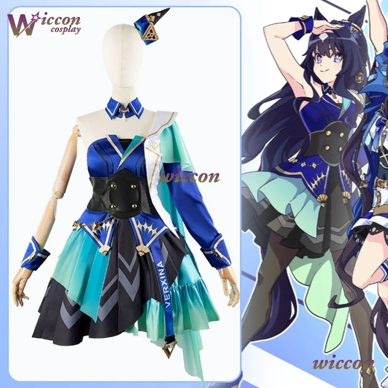 OyH Game Pretty Derby Verxina Cosplay Umamusume Costume Wig One Shoulder Evening Dress Pretty Princess Skirt Woman Kawaii
