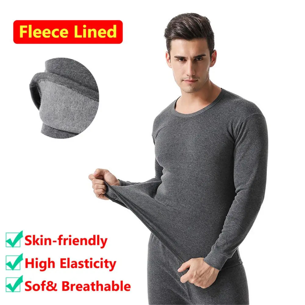 Cold Weather Warm Fleece Lined Men's Long Johns Set Thermal Underwear for Men Men's Thermal Underwear Set Top & Bottom Set