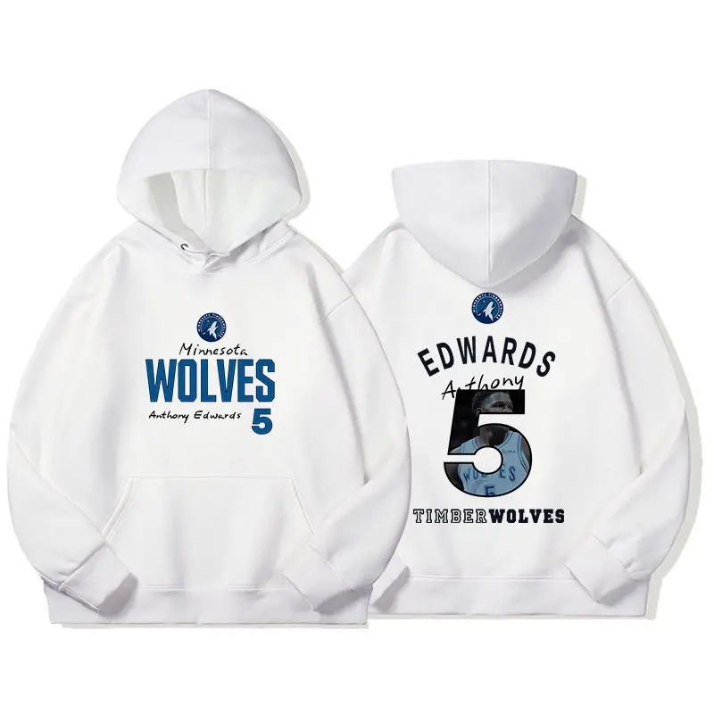 American Basketball Edwards No. 5 Training Suit Hooded Sweater Men's and Women's Autumn and Winter Loose Sports Casual Hoodie