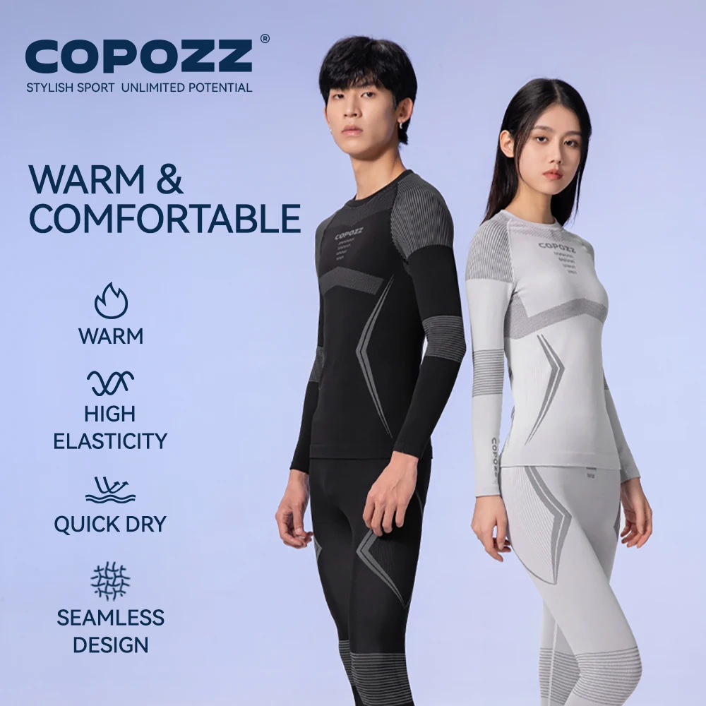 COPOZZ Winter Ski Thermal Underwear Sets Men Women Sweatwicking Breathable Quick Dry Tracksuit Ski Thermo Underwear Long Johns