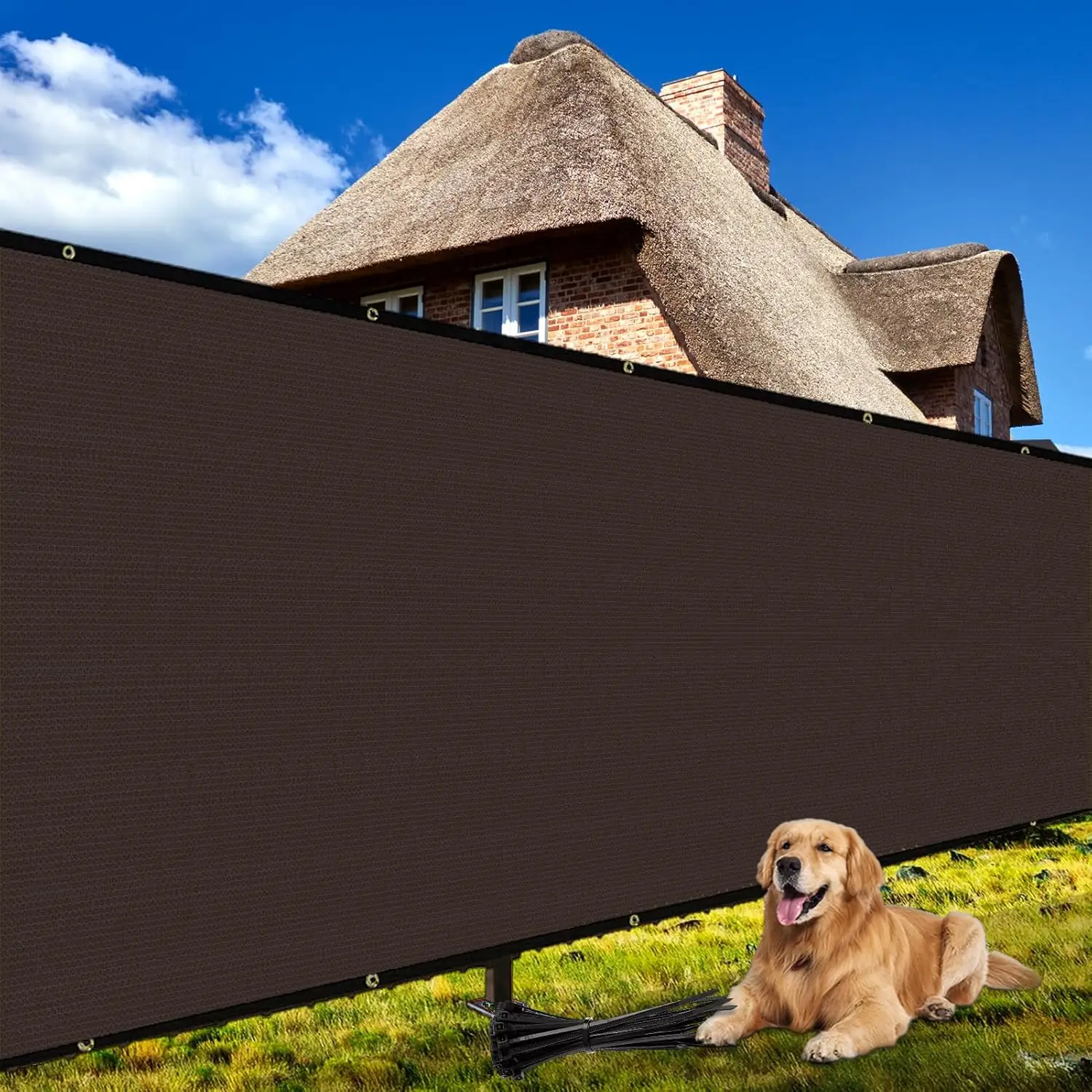 4' X 50' Heavy Duty Privacy Screen Fence Mesh with UV Protection, Brown for Garden Backyard Outdoor Decoration