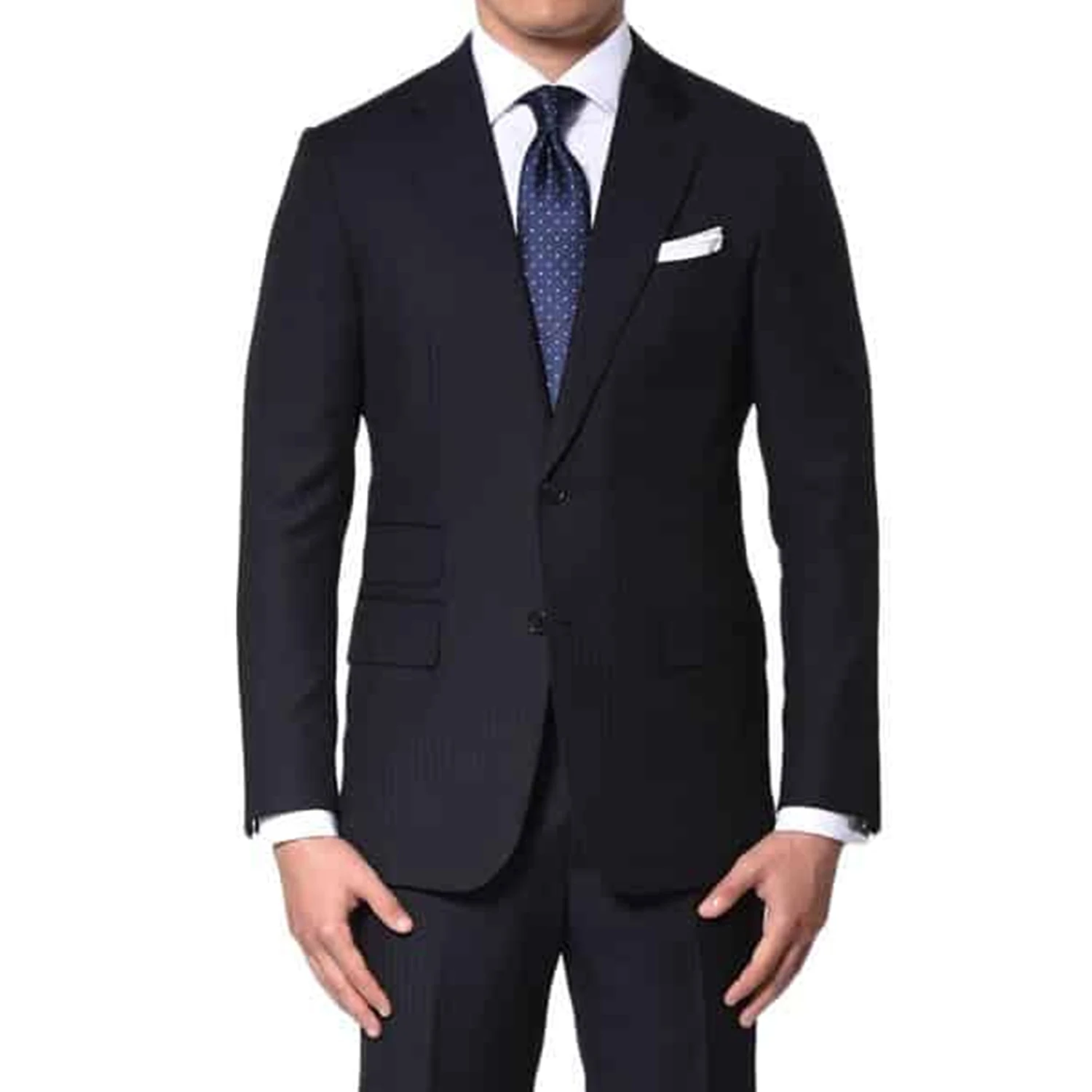 Tailored Suits Luxury 100% Wool Super 110 Business Suits Tailor Made Suits Midnight Blue Herringbone Custom Made Suits For Men