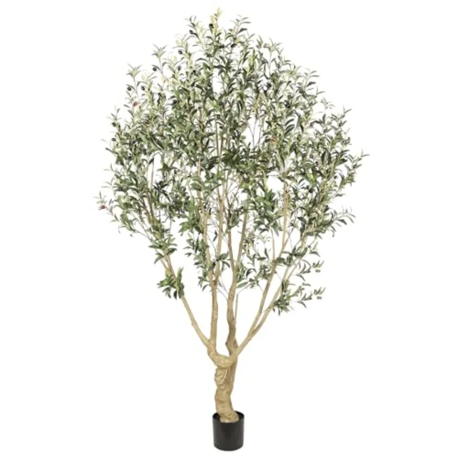 Faux Olive Tree 7ft Large Artificial Olive Tree Indoor Outdoor Office Decor with Realistic Green Leaves and Olives Full Grand D