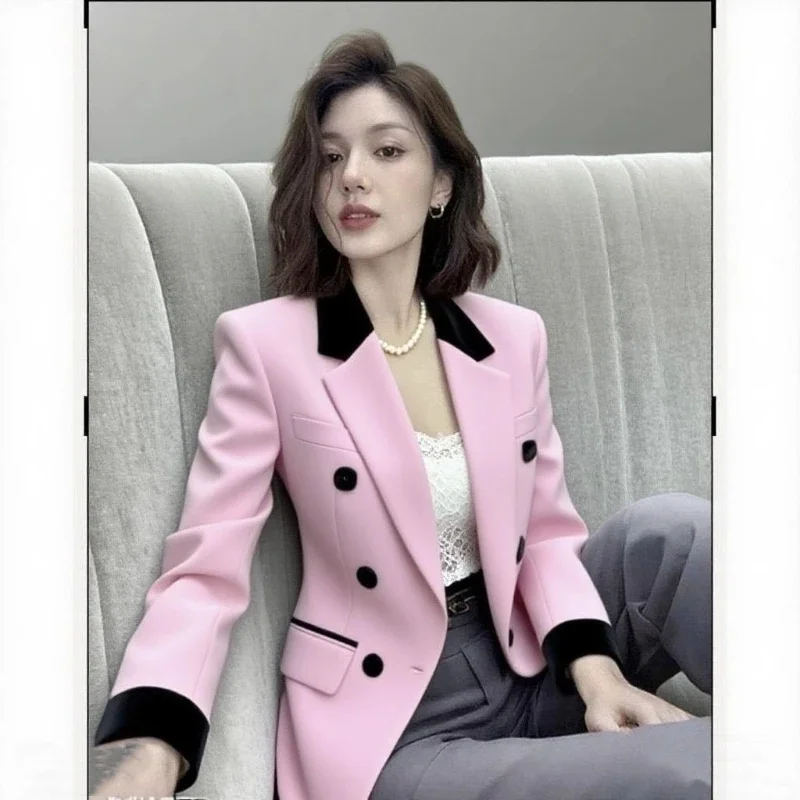 Women Casual Suit Jacket Femme Blazer Short New Fashion Pink Coat 2026 Spring Autumn Trend Korean Version Suit Coat Top
