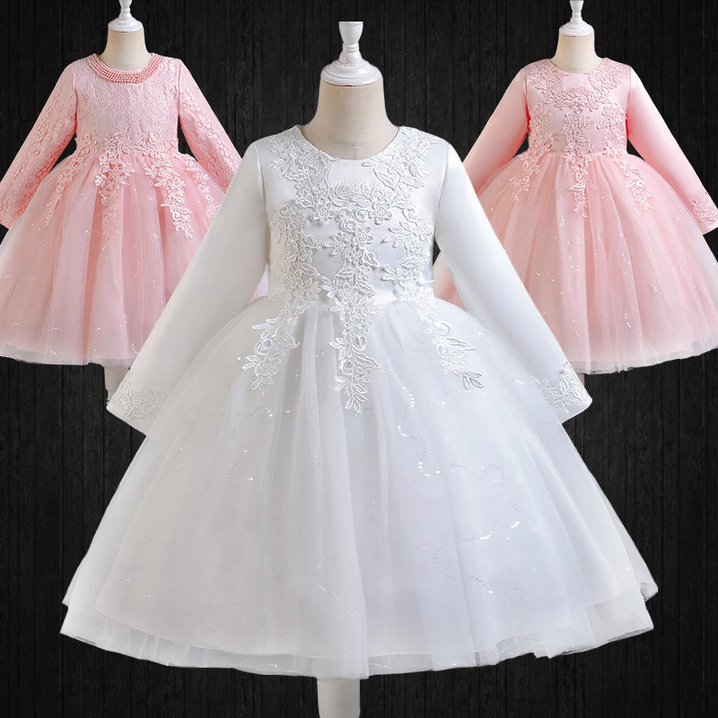 2Pcs Formal Occasion Kids Wedding Bridesmaid Party Dresses with Shawl Young Girls Stage Performance Graduation Ceremony Costume
