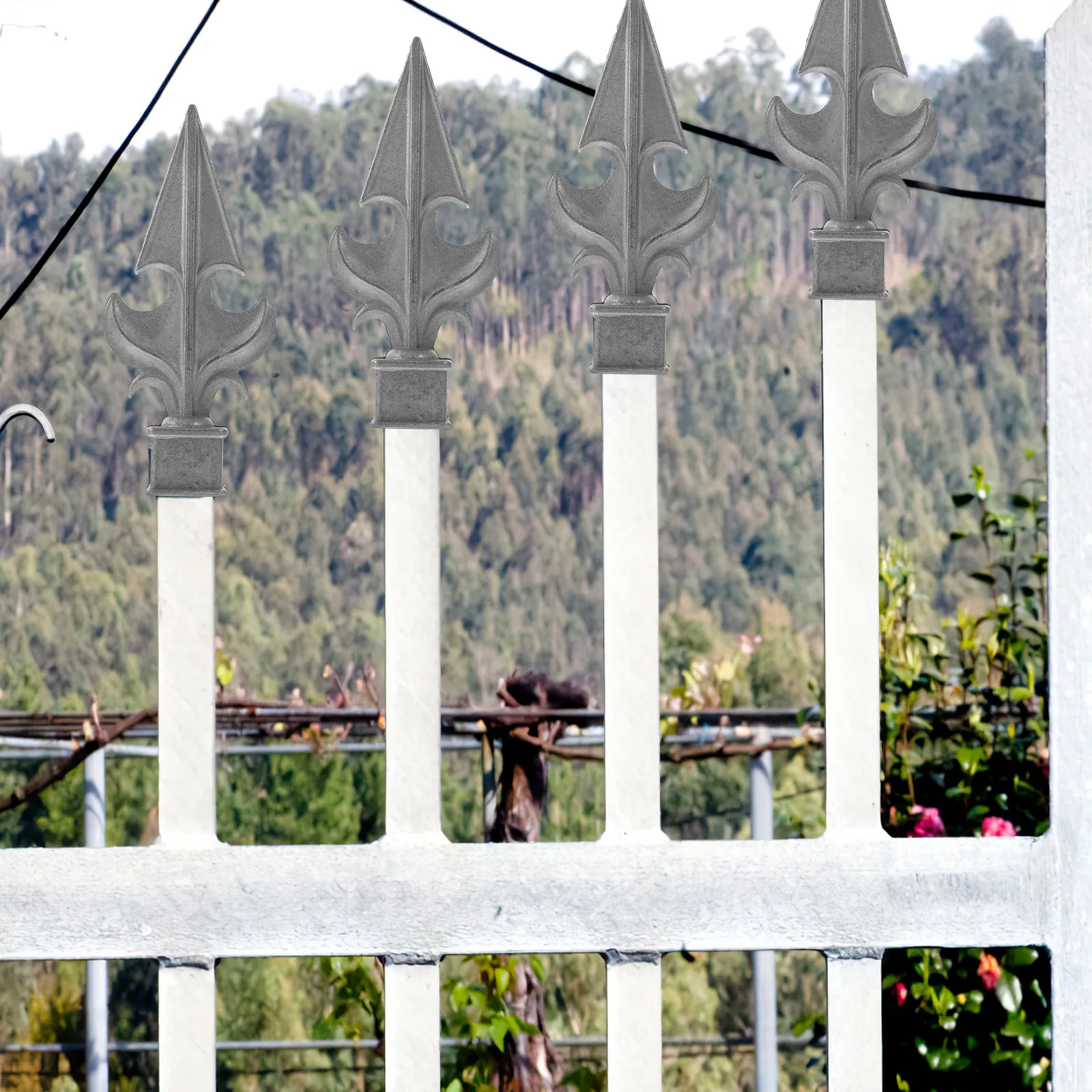 4Pcs Decorative Fence Finials Cast Aluminum Metal Post Finials for Yard Garden Fence Gate Top Ornamental Covers