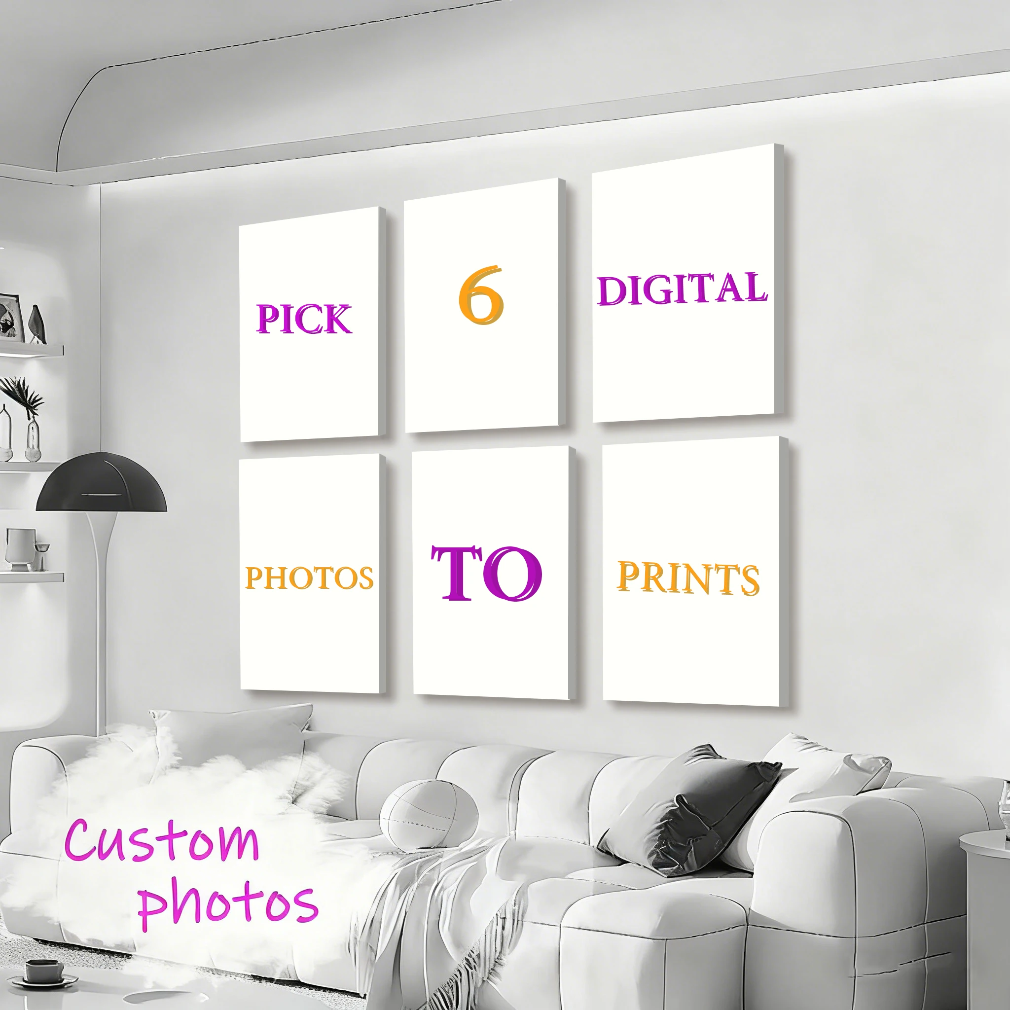 6pcs/set Custom Canvas Prints Photo Wall Art Personalized Poster for Family Life Pet Animal Birthdays Wedding Scenery Home Decor