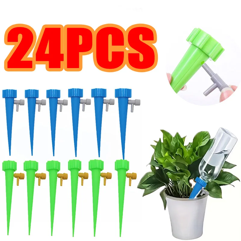 12PCS Garden Automatic Watering System Flower Plants Self Watering Drip Irrigation System Adjustable Auto Water Dripper Device