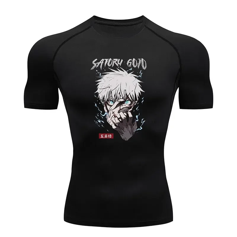 Men's Anime Compression T-Shirt Gym Running Fitness Tight Sportswear Short Sleeve Breathable Workout Summer T-Shirt S-3XL