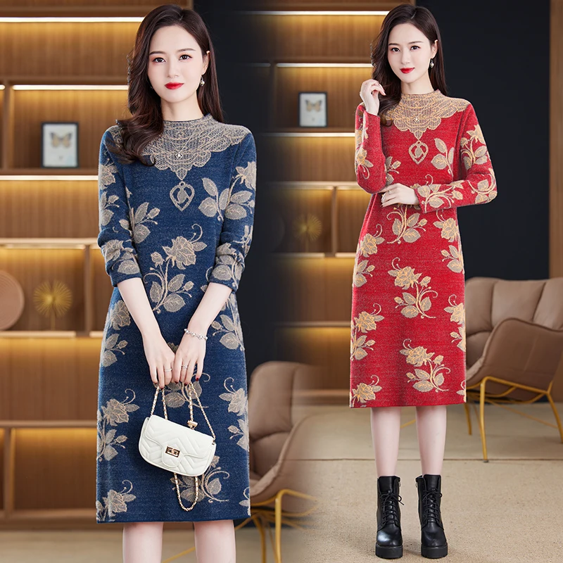 2025 Winter Mink Cashmere Thick Warm Pullovers Women Korean Vintage Casual Top Sweaters Autumn New Elegant Bodycon Coat Sweaters