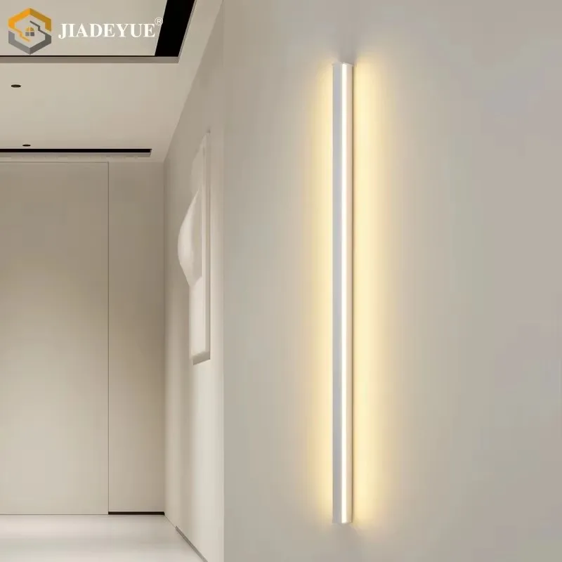 Nordic minimalist line long wall lamp led bedside living room bedroom interior wall lamp white