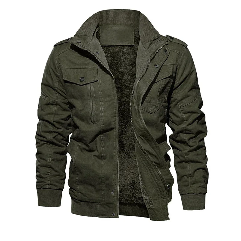 Men's Winter Military Workwear Jacket with Thick Cotton Wool Lining for Warmth and Windproof Outdoor Tactical Parka Coat