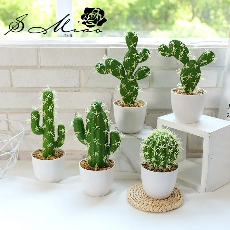 Tropical Plants Large Artificial Cactus Tree Indoor Fake Succulent Plant Branch Plastic Desert Thorn Ball For Home Decoration