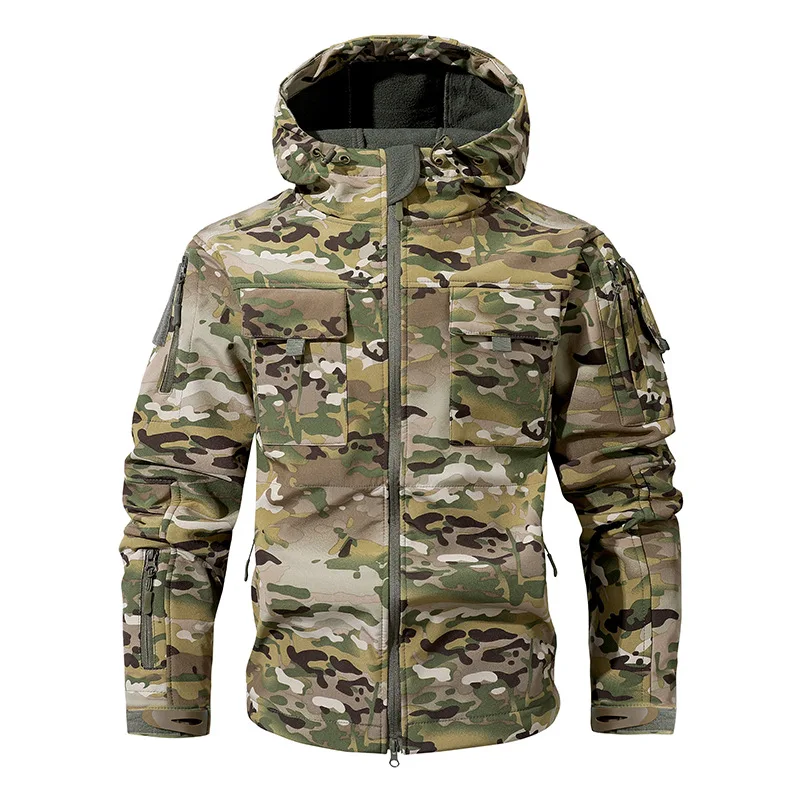 Tactical Tom fleece jacket men's autumn and winter thick warm assault suit outdoor camouflage waterproof hooded mountaineering s