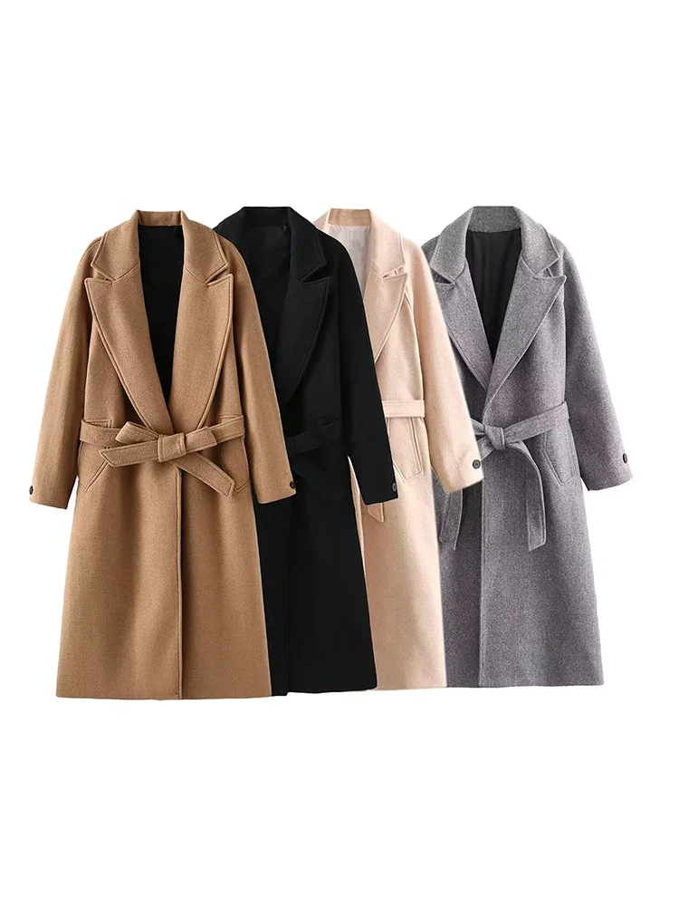 Autumn Winter New Classic High-end Double-faced Cashmere Coat Medium-length Simple Elegant Commuting Belt Female Woolen Coat