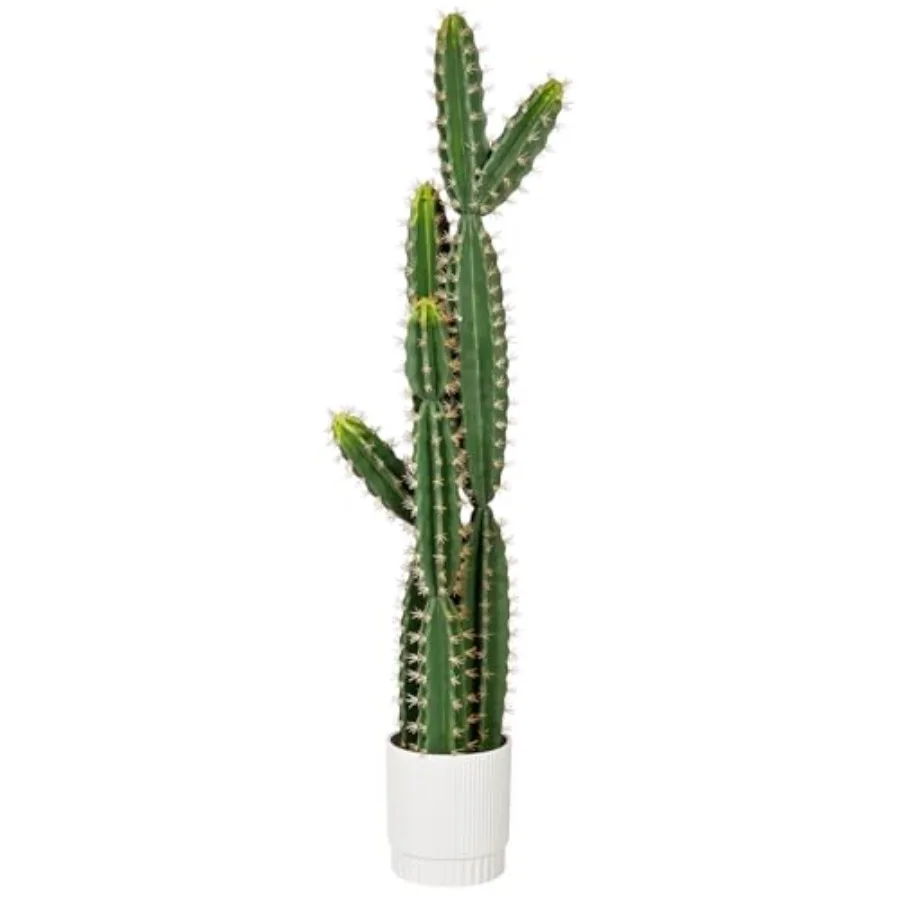 51 Inch Tall Artificial Cactus Plant Large Realistic Faux Cactus with Planter 4.3FT UV Resistant Fake Cactus Tree for Outdoor I