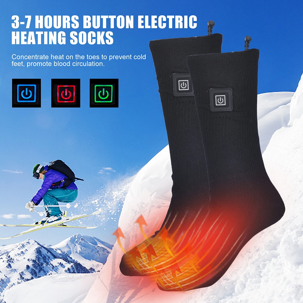Electric Heated Socks 3 Level Temperature Electric Heating Socks Cold-Proof Foot Warmers Fast Heating for Outdoor Skiing Hiking