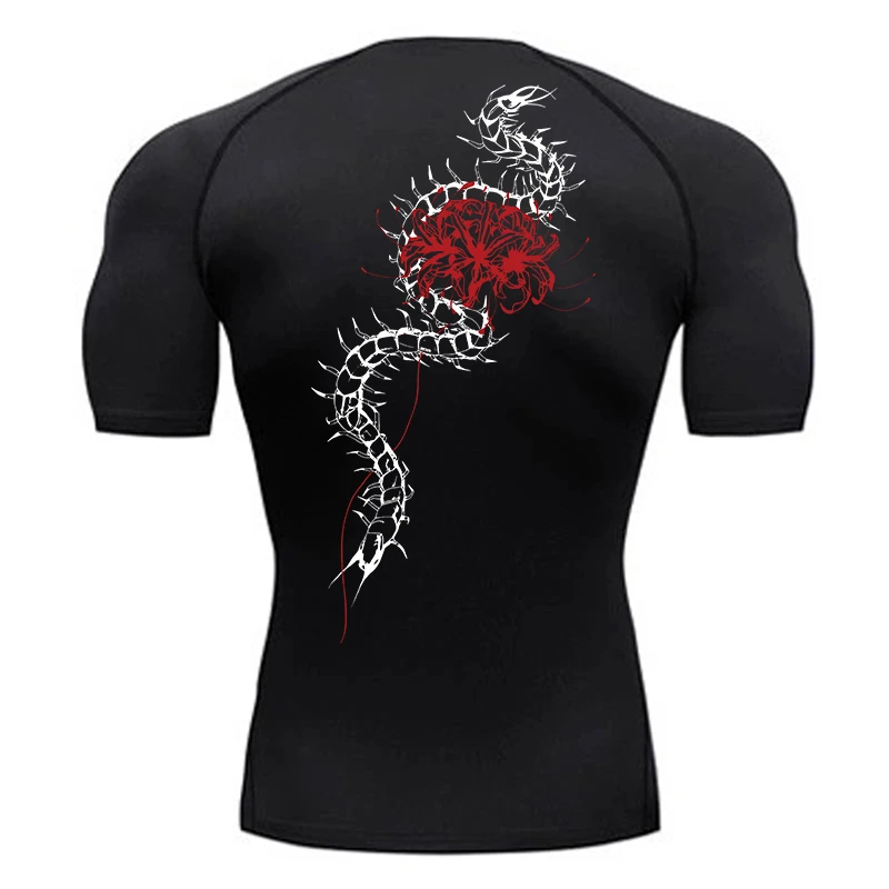 Blossom Print Short Sleeve Compression Shirts for Men Summer Athletic Quick Dry T-shirts Gym Workout Running Tees Sporty Tops