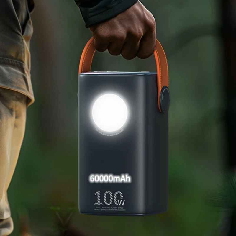 Best Selling 60000mAh PD 100W Laptop Power Bank High Capacity Portable Fast Charging Power Banks Camping With Dual Led Lights