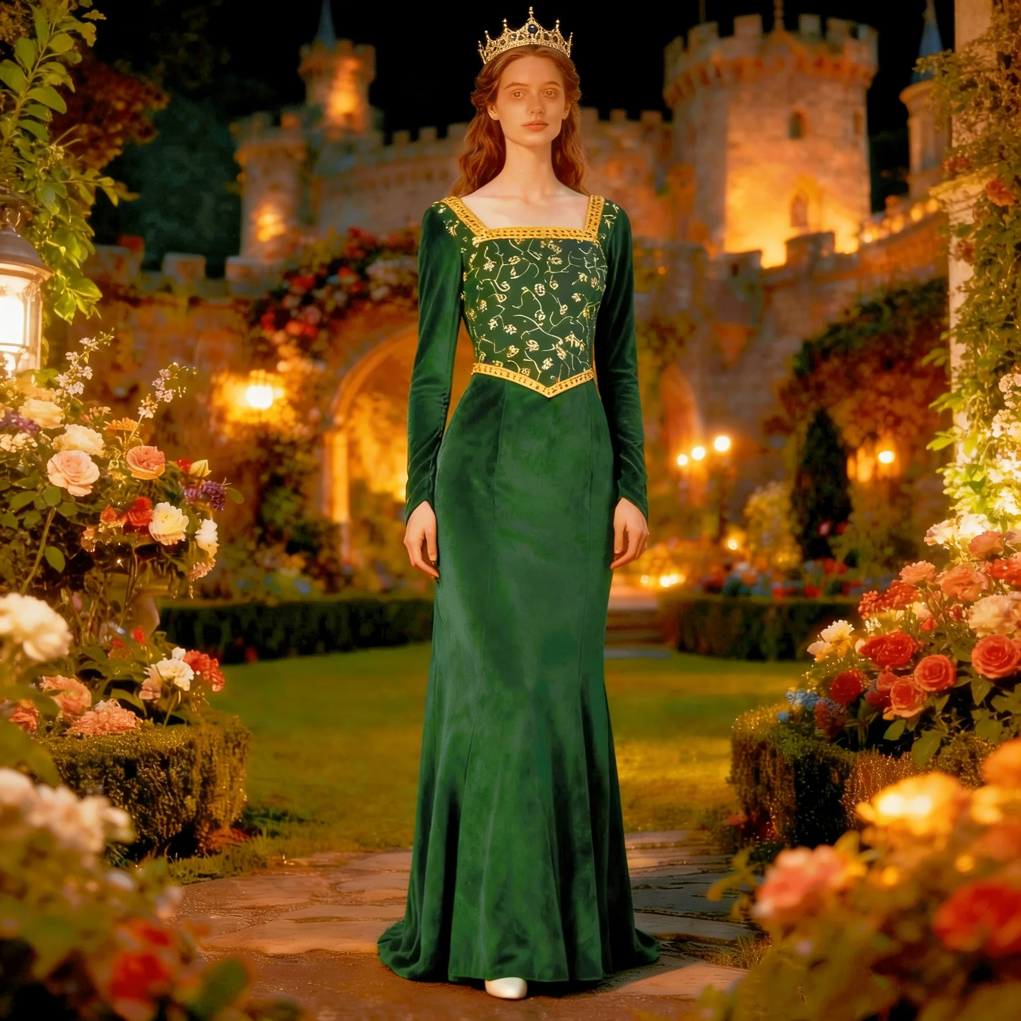 Princess Fiona Cosplay Green Dress Anime Shrek Wife Costume Gift Medieval Dark Green Evening Gown Dress Outfit For Ladies Women