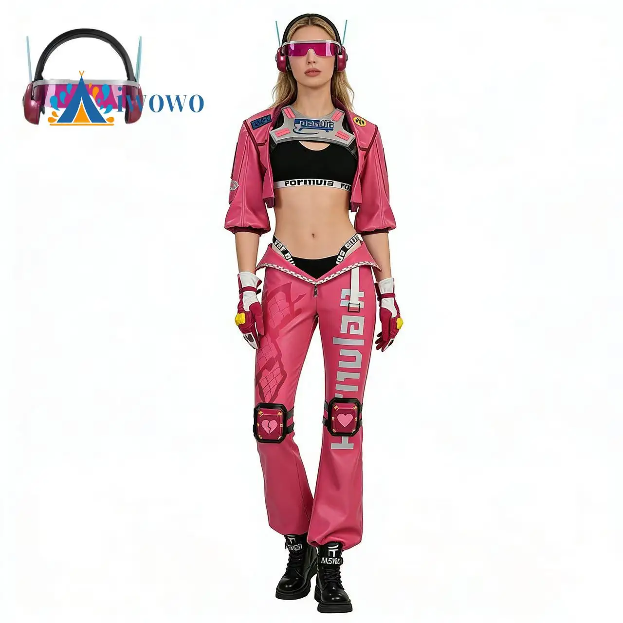 Psylocke Costume Cosplay Disguise Pink Hair Adult Woman pink leather jacket pant set Halloween