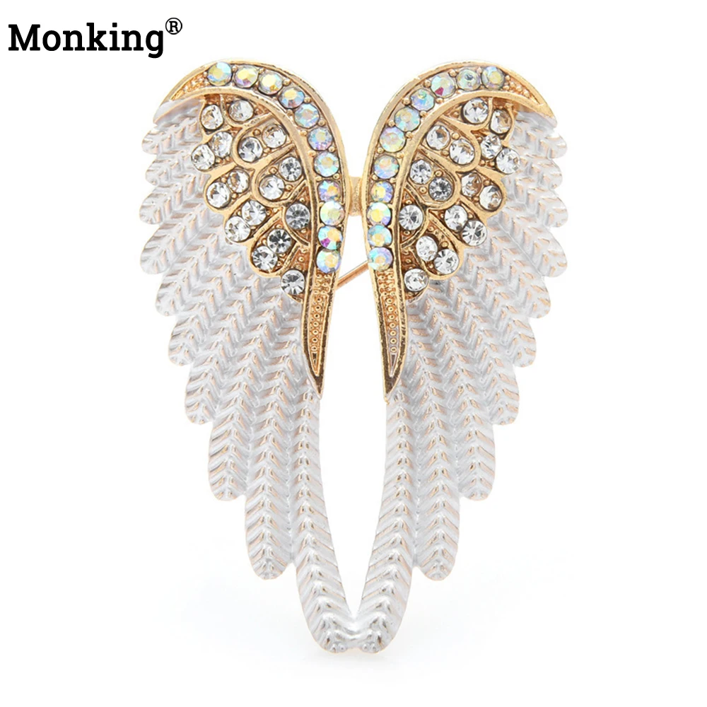 New Luxury Rhinestone Angel Wings Brooch for Women Girls Brooch Lapel Pin Badge Sweater Dress Clothing Jewelry Accessories Gift