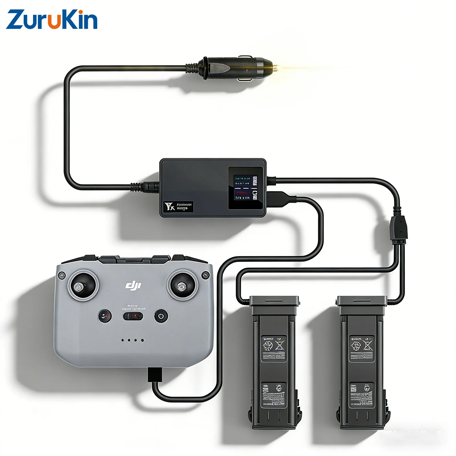 Digital Display Car Charger for DJI Mavic 3 Dual Battery Charging Hub with LCD USB Port Fast Intelligent Charging Accessories