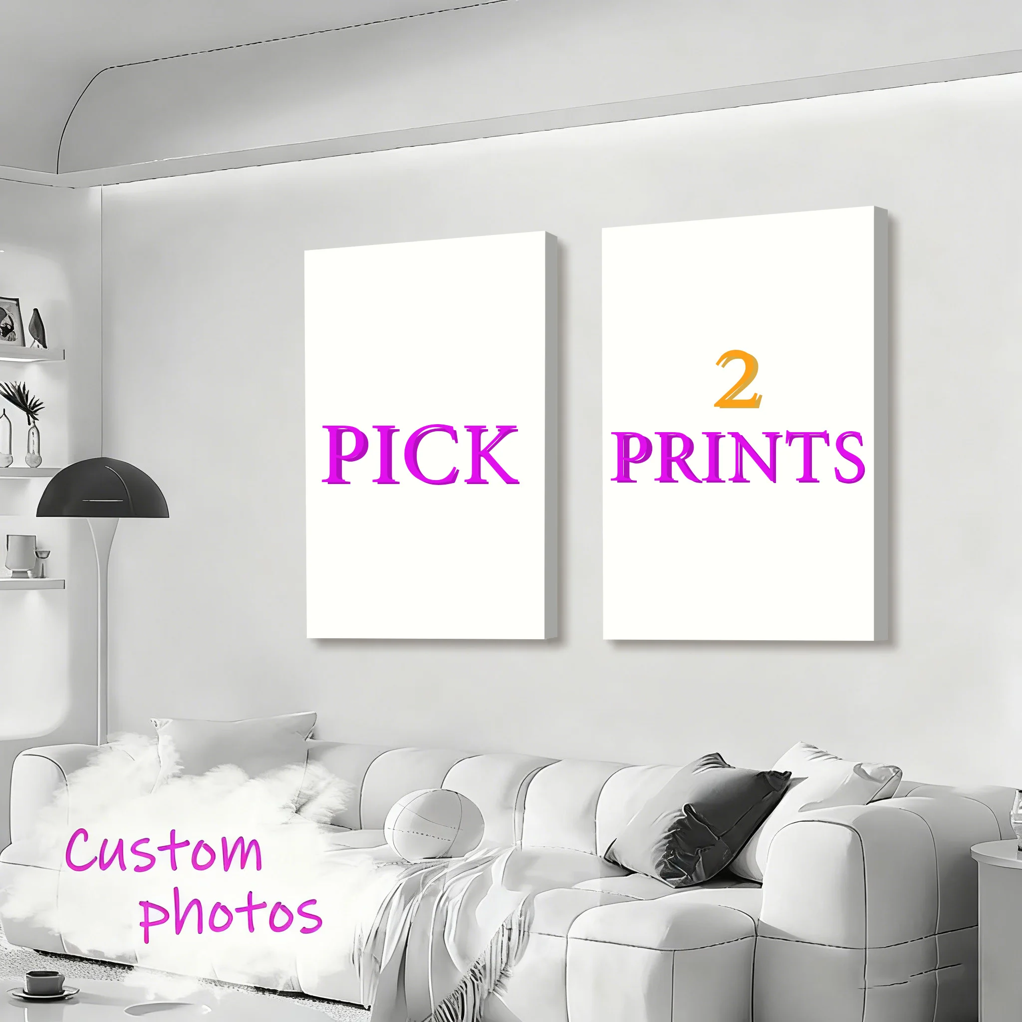 2pcs/set Custom Canvas Prints Photo Wall Art Personalized Poster for Family Life Pet Animal Birthdays Wedding Scenery Home Decor