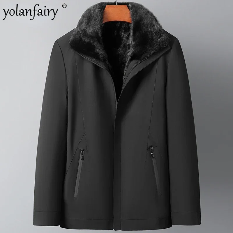 New Winter Parkas Men's Whole Mink Fur Coat Men Lapel Thick Fur Jacket Male Clothing Business Casual Jackets Casaco Masculino FC