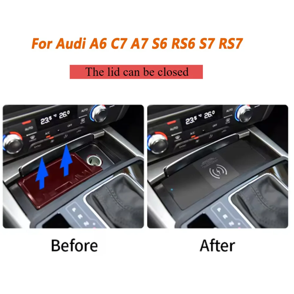 Car Wireless Charger For Audi A6 C7 A7 S6 RS6 S7 RS7 Fast Charging Station Pad Phone Holder Mount Plug and Play Interior