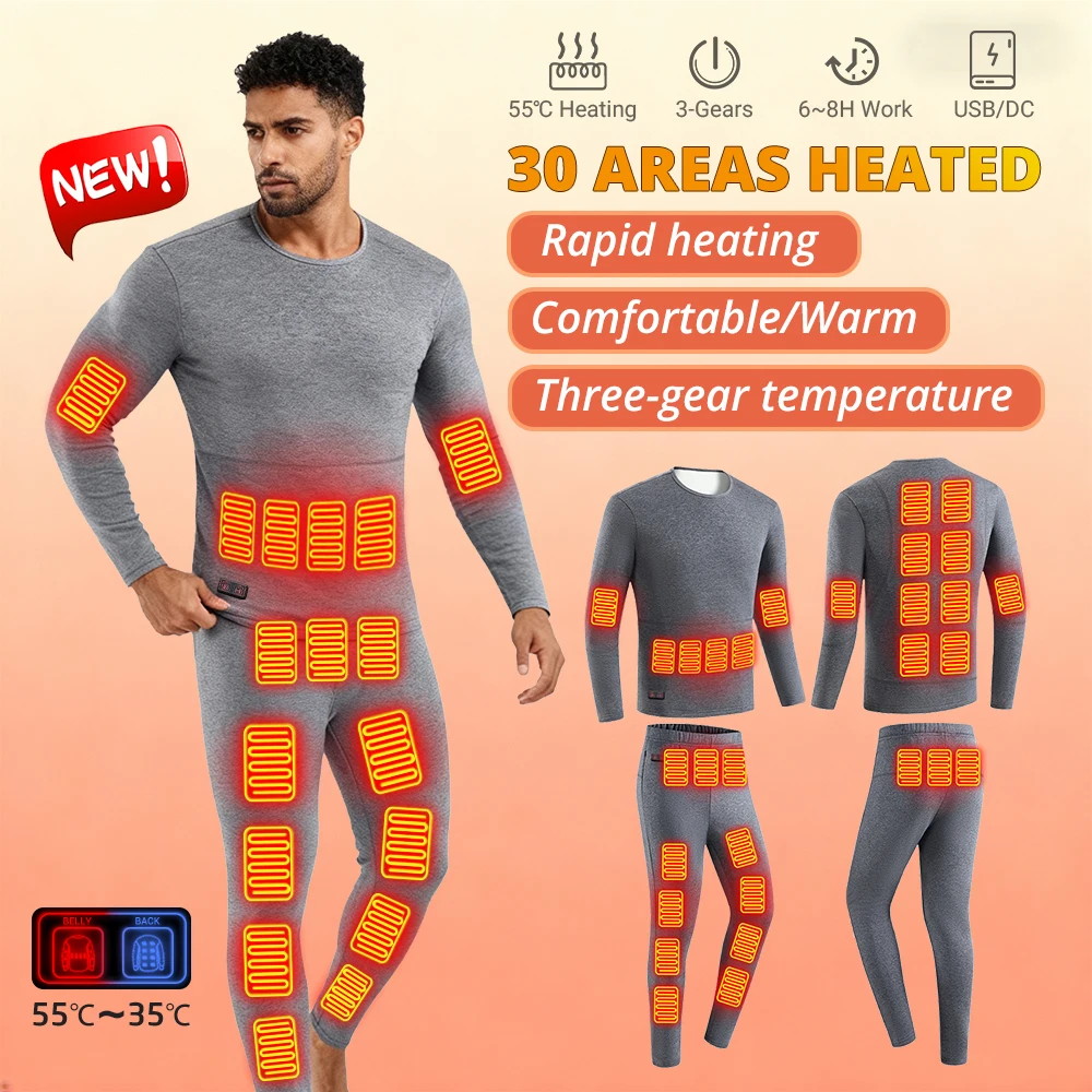 Winter Heated Underwear 28 Areas Men Women Suit Warm Thermal Heating Jacket Outdoor Riding Skiing Fishing