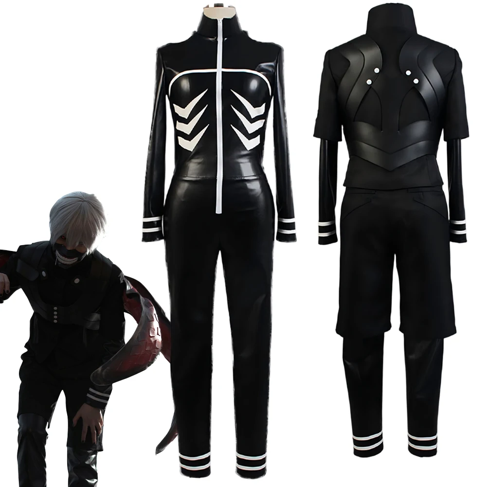 Ghoul Ken Kaneki Cosplay Fantasy Black Suits Anime Costume Disguise Halloween Adult Men Roleplay Fantasia Party Outfits