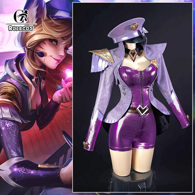 ROLECOS Game LOL Popstar Singer Ahri Cosplay Costume Game LOL Nine-tailed Fox Ahri Cosplay Suit Halloween Women Suit New Skin
