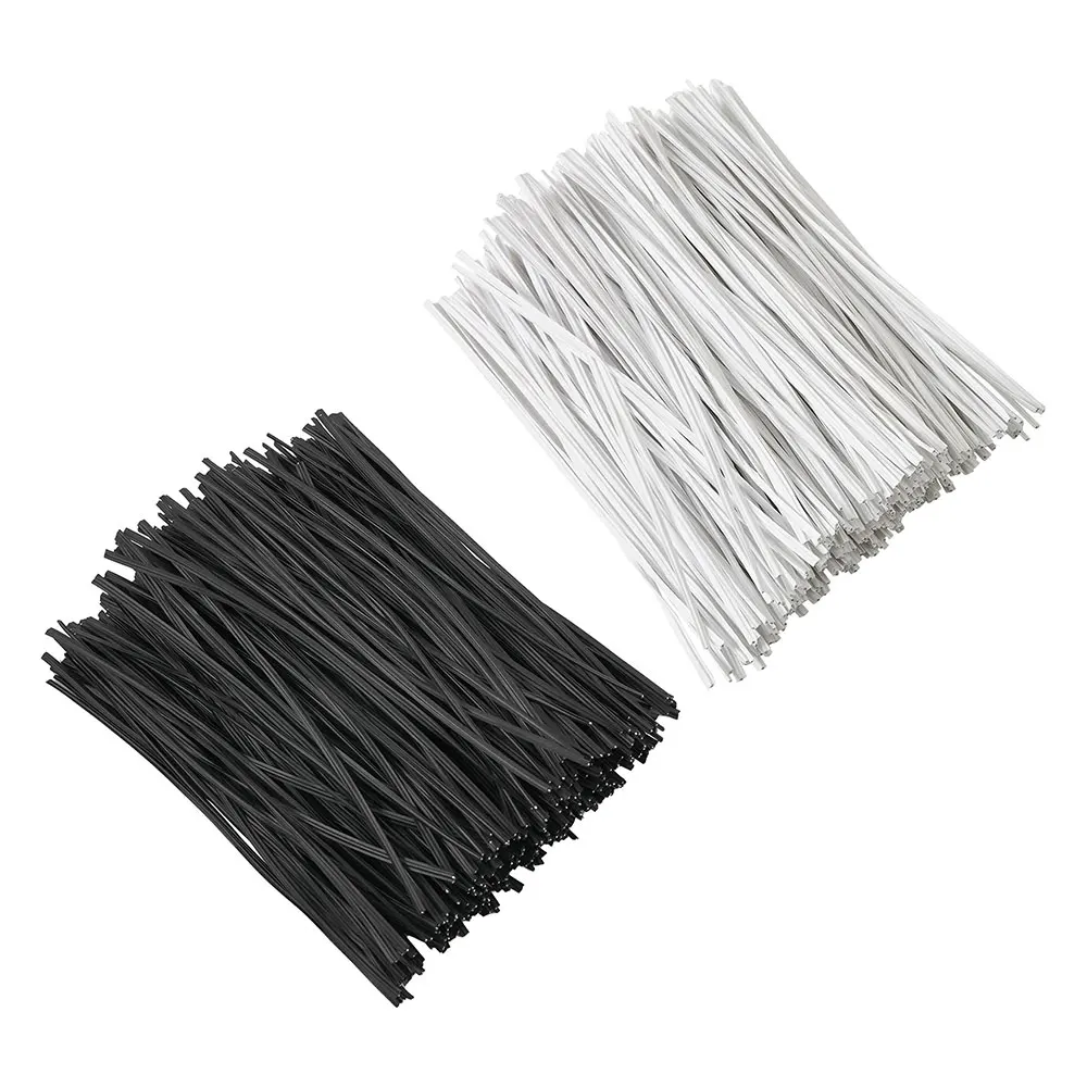 100Pcs BK WH Oblate Iron Wire Twist Ties Heavy Duty Coated Garden Ties for Outdoor Indoor Plants Tomato Cucumber Vines Support