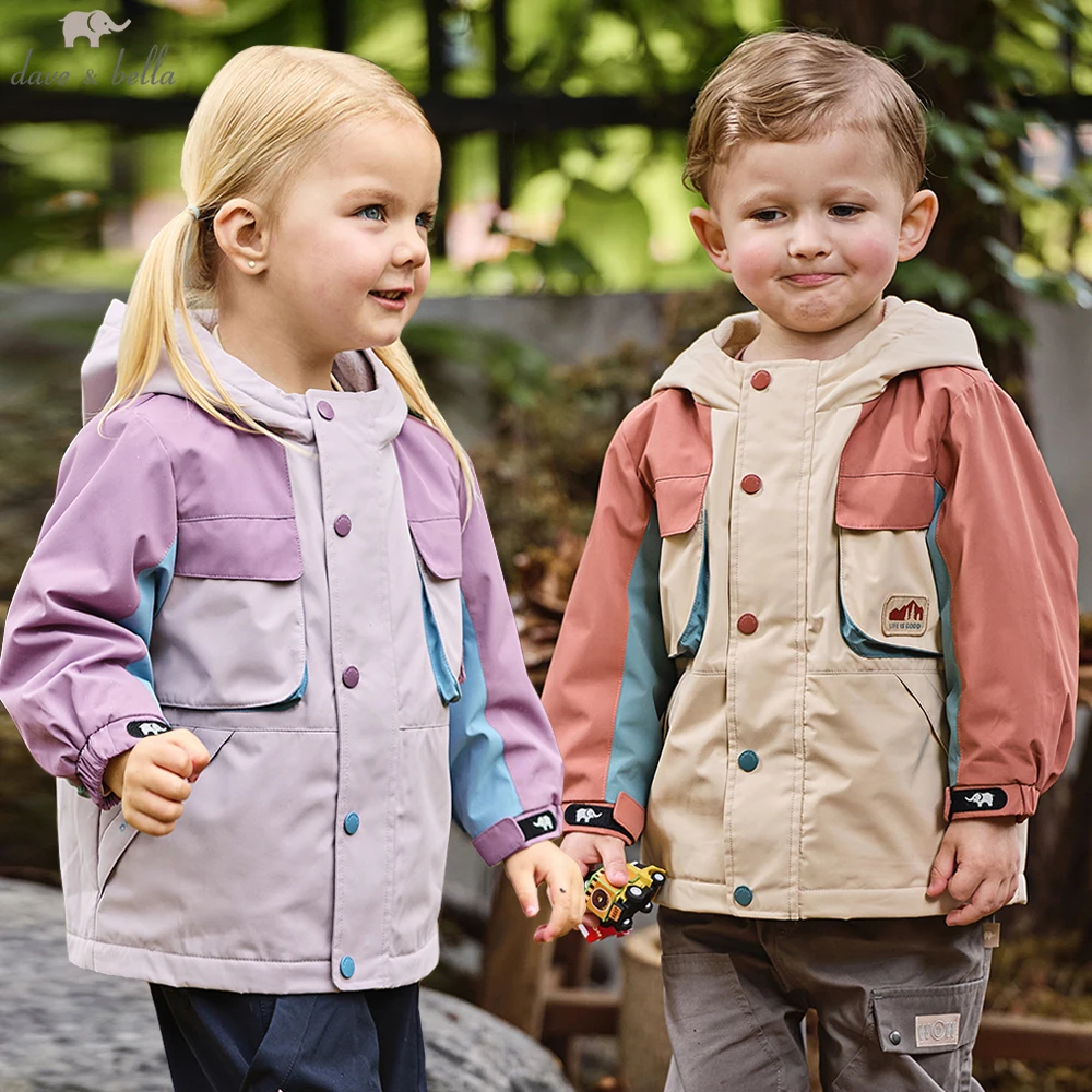 Dave Bella Boys Gilrs Spring Autumn Jacket Coat for Children Fleece Waterproof Outdoor Hoodie Kids Outerwear Clothing DB3253192