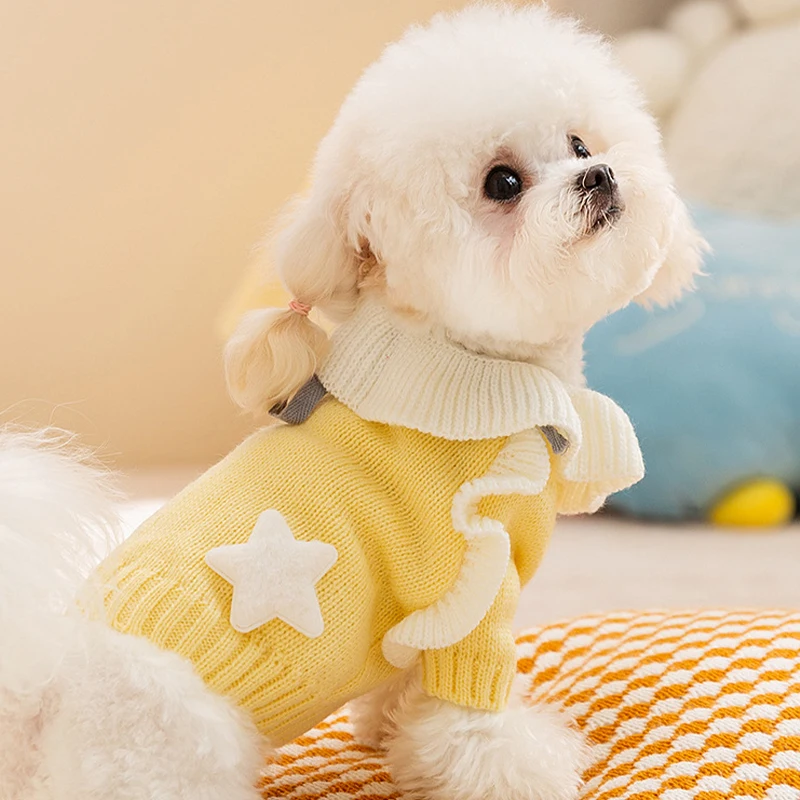 Luxury Dog Knitted Sweater Pet Dog Clothes Small Dogs Winter Warm Girls Clothing Cat Sweaters Chihuahua Bichon Yorkie Puppy Coat