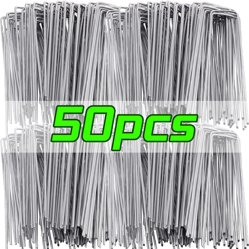 Heavy-duty Fence Tubing Stakes Sod Pins Galvanized Steel U-type Garden Staples Holding Lawns Barrier Ground Nails Plant Support