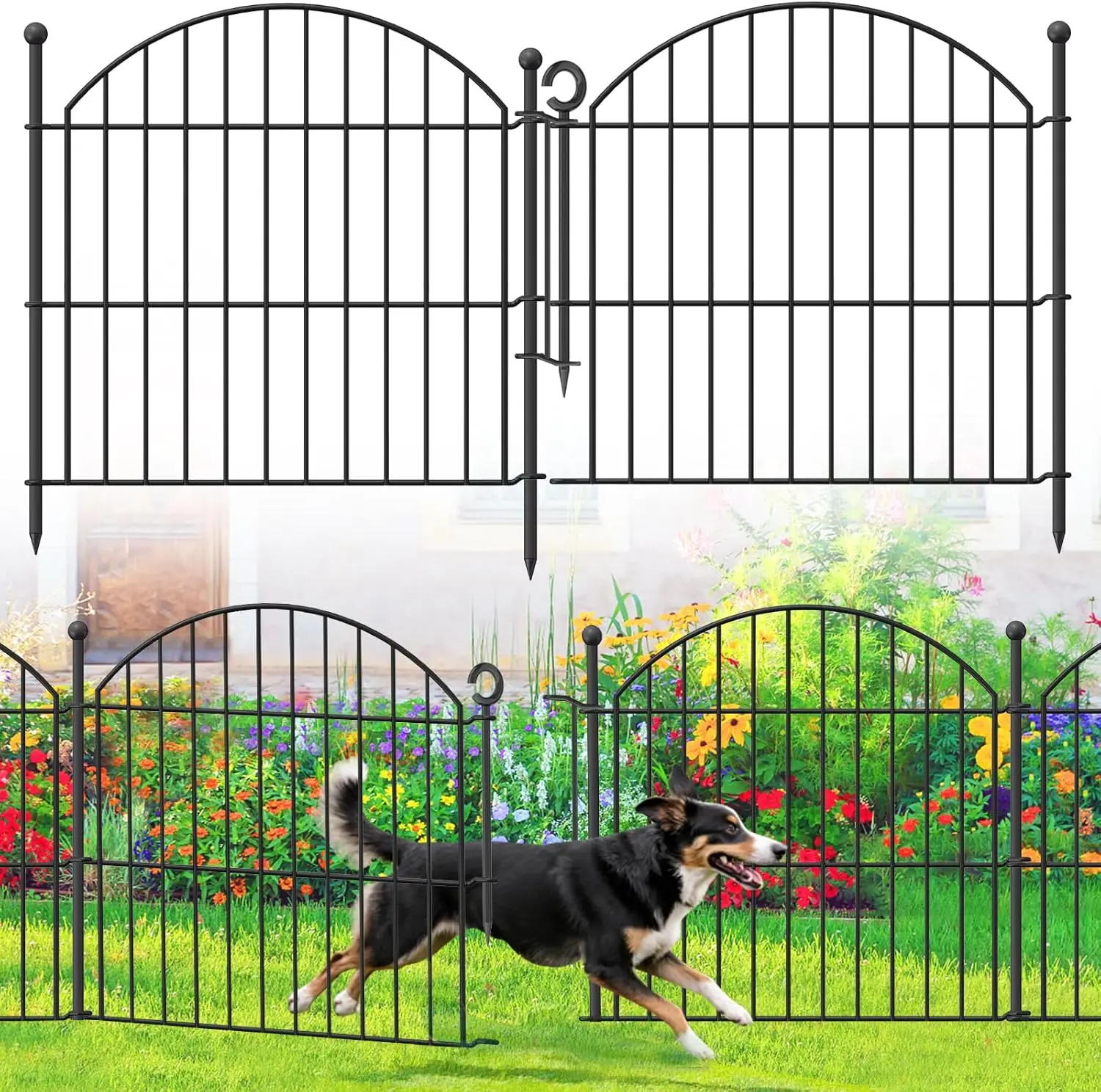 5-Pack No-Dig Garden Fence, 24in H x10ft L, Arched Flower Bed Edging & Animal Barrier for Yard