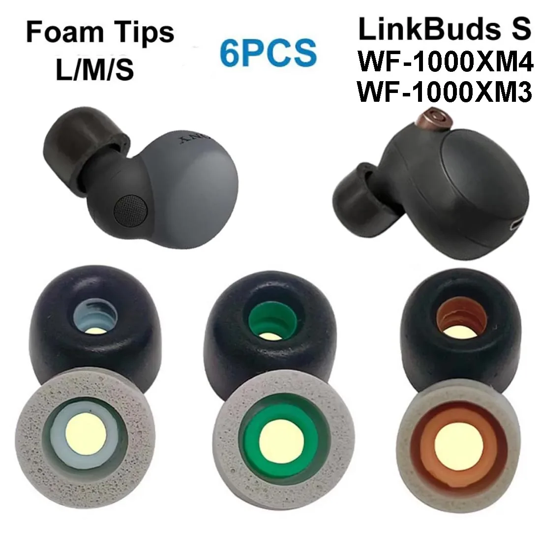 Memory Foam Ear Tips For Sony LinkBuds S WF-1000XM4 WF-1000XM3 Eartips Cushion Earbuds Earplugs Earphone Case Accessories