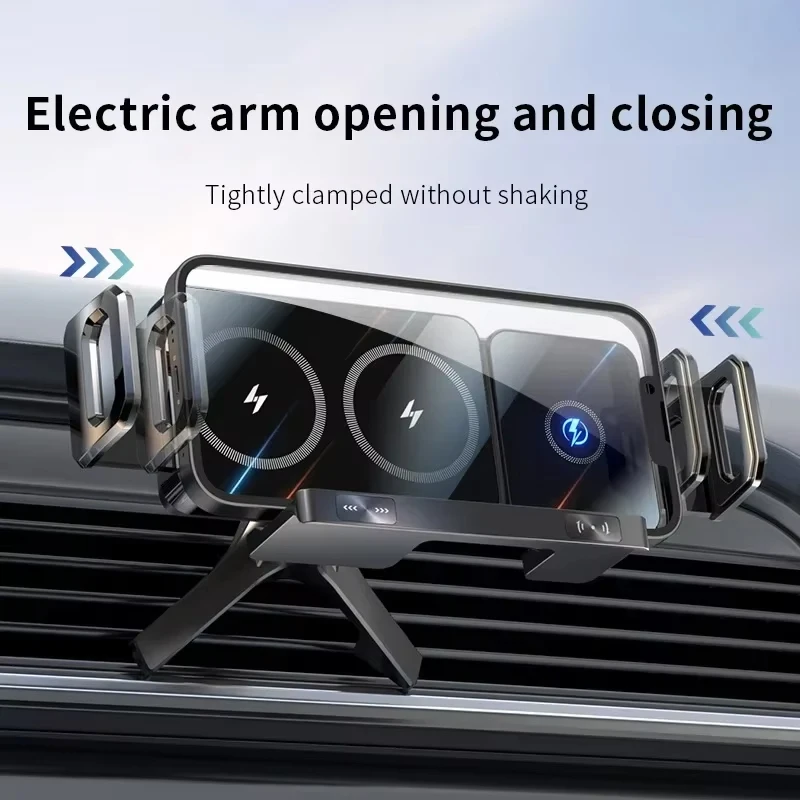 Car Wireless Charge Auto Rotating Car Phone Holder for iPhone Samsung Galaxy Z Fold 7 6 5 4 and Small ipad Fast Charging Station