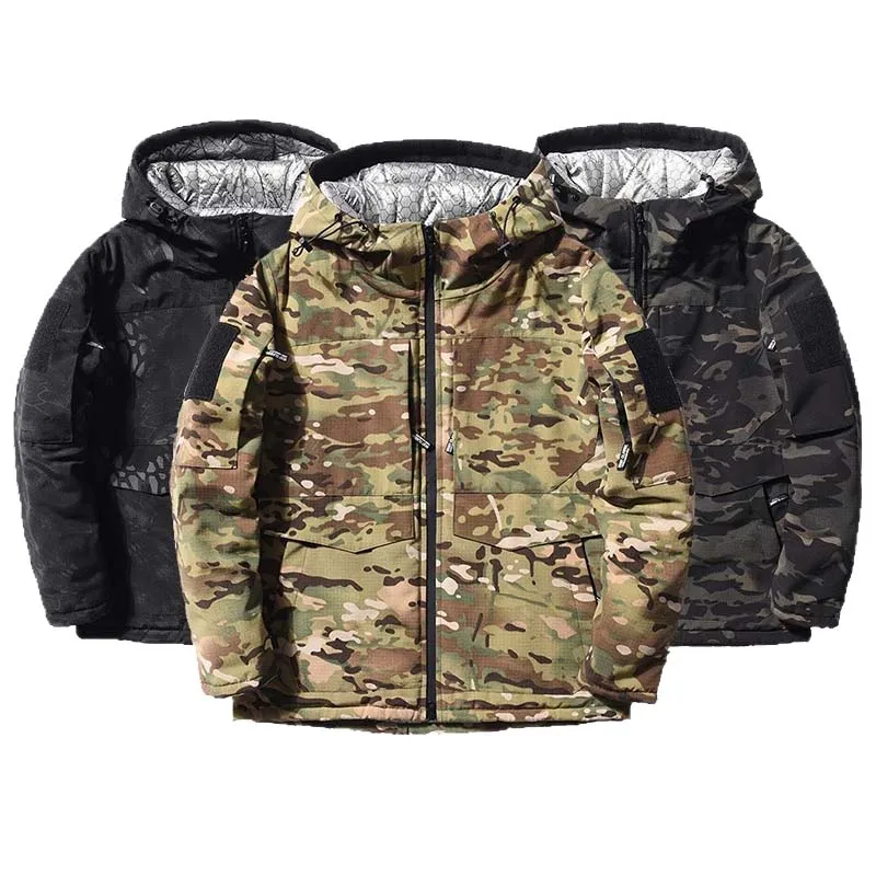 Men Heating Parkas Tactical Jacket Winter Warm Hooded Coat Camo Padded Hunting Clothes Outdoor Thermal Trainning Hiking Jackets