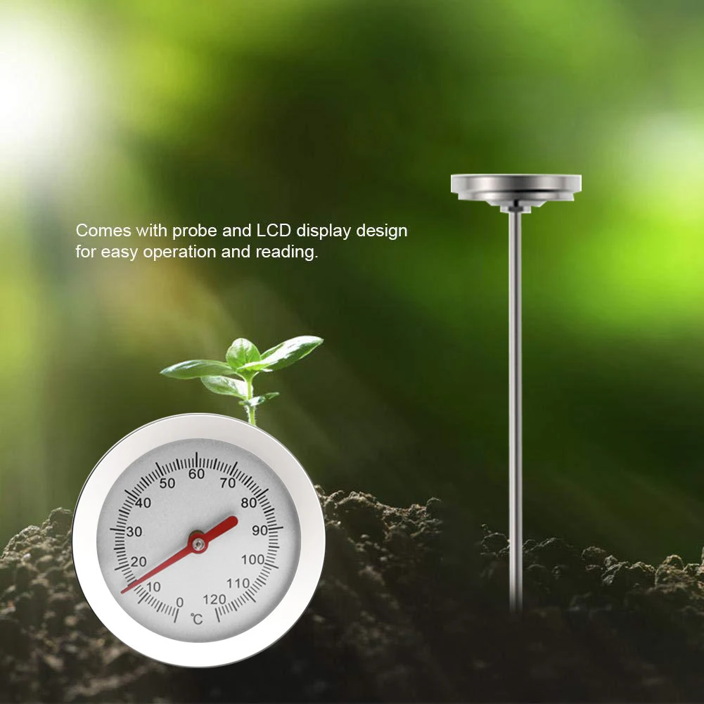 Multi-function Compost Soil Tester Measuring Probe Stainless Steel Thermometer for Garden Lawn Plant Pot Measurement Tool