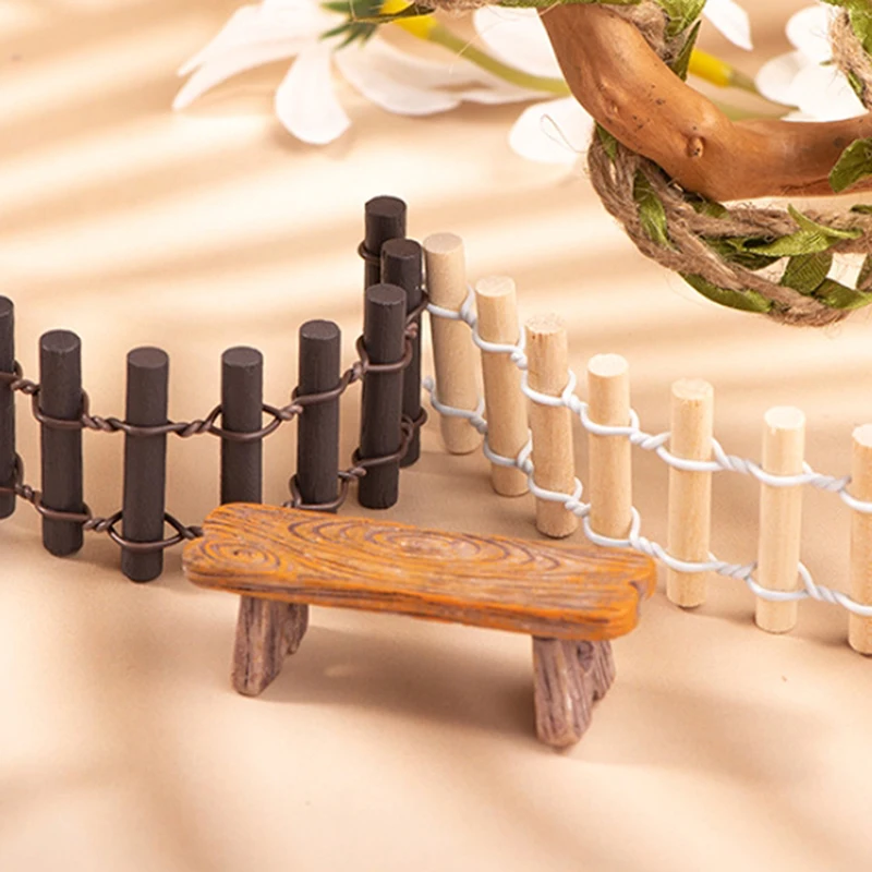 1pcs Dollhouse Microlandscape Log Fence Home Accessories Small Fence Wooden Crafts Garden Miniature Home Decor